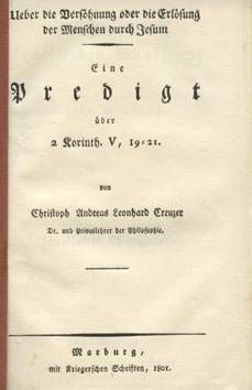 Creuzer / Ueber die Vershnung.  1801