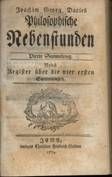 Daries / Philosophische Nebenstunden 4. Sammlung 1774
