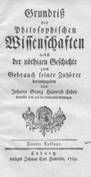 Feder / Grundriss der Philosophischen Wissenschaften 1769