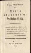 Schulze GE / Einige Bemerkungen Kants Religionslehre 1795