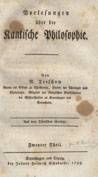 Treschow /Vorlesungen ber die Kantische Philosophie 1798-99